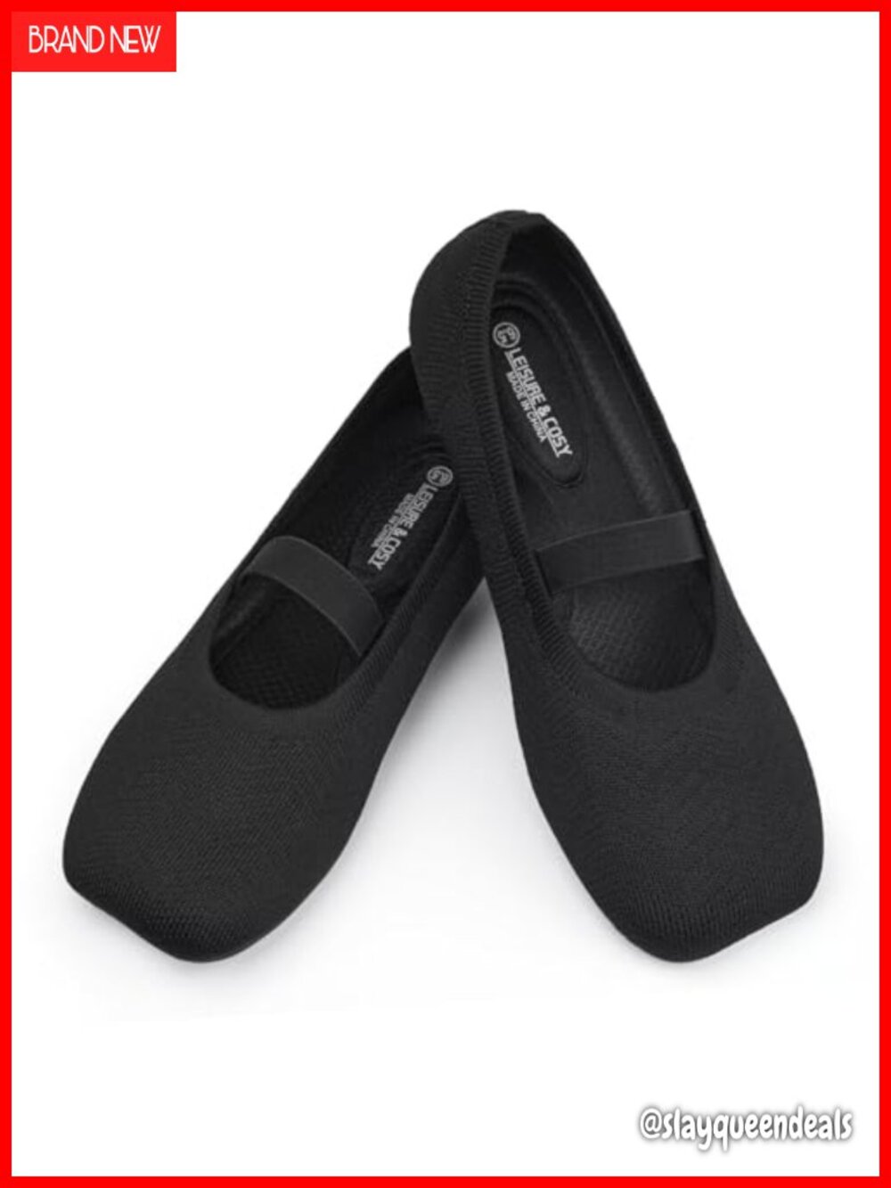 Wide Toe Box Mary Jane Ballet Flats Knit Arch Support Casual Walking Shoes